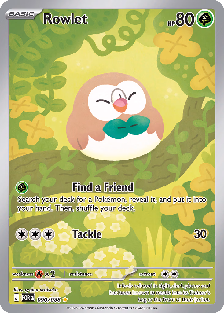 Rowlet Pokemon card (090/088, Perfect Order)