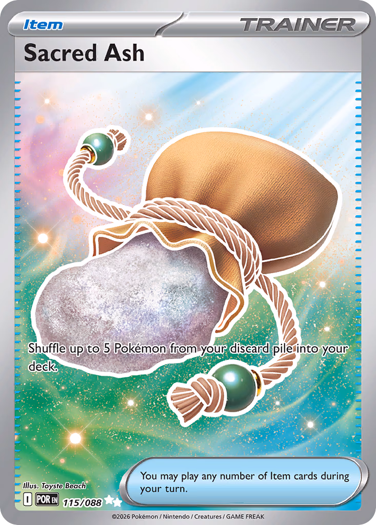 Sacred Ash Pokemon card (115/088, Perfect Order)