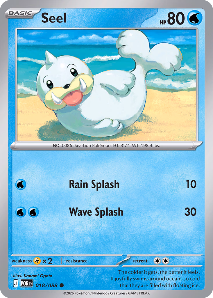 Seel Pokemon card (018/088, Perfect Order)
