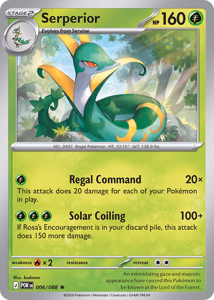 Serperior Pokemon card (006/088, Perfect Order)