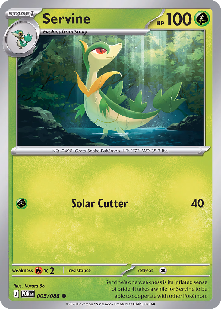 Servine Pokemon card (005/088, Perfect Order)