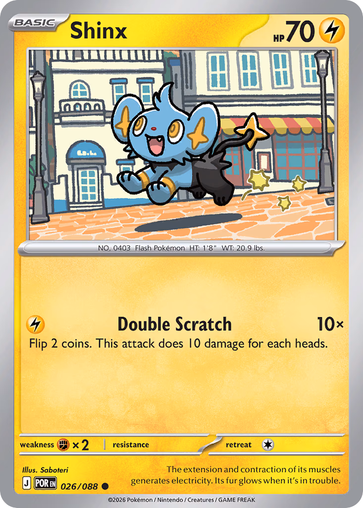 Shinx Pokemon card (026/088, Perfect Order)
