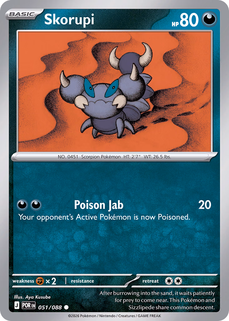 Skorupi Pokemon card (051/088, Perfect Order)