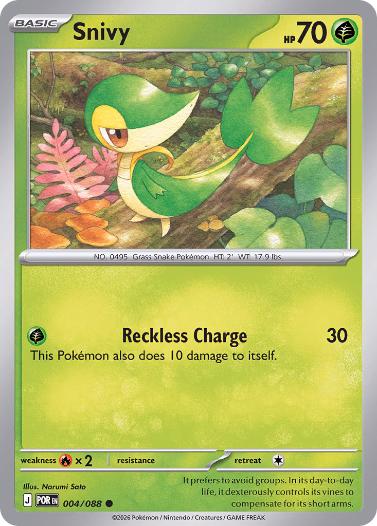 Snivy Pokemon card (004/088, Perfect Order)