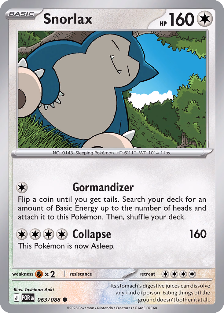 Snorlax Pokemon card (063/088, Perfect Order)