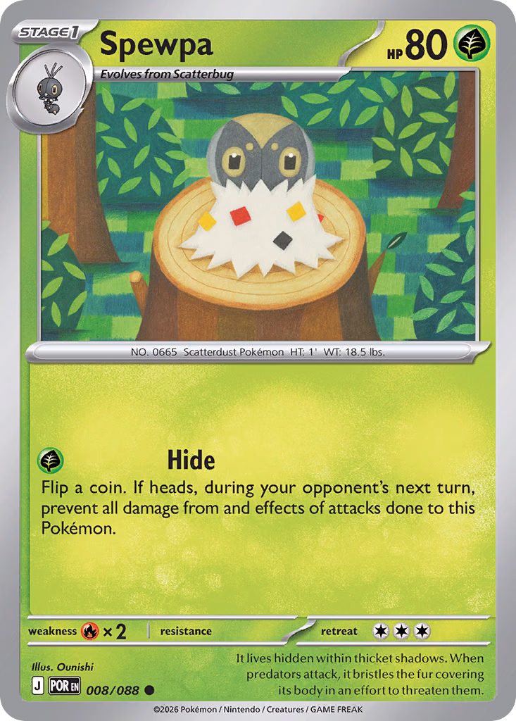 Spewpa Pokemon card (008/088, Perfect Order)