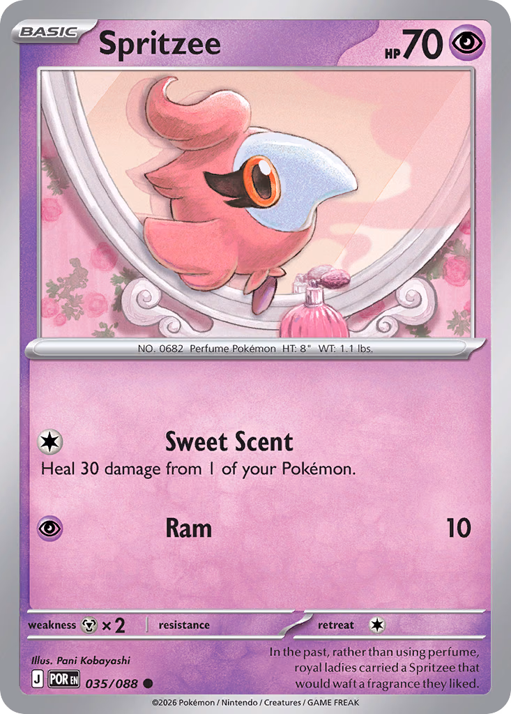 Spritzee Pokemon card (035/088, Perfect Order)