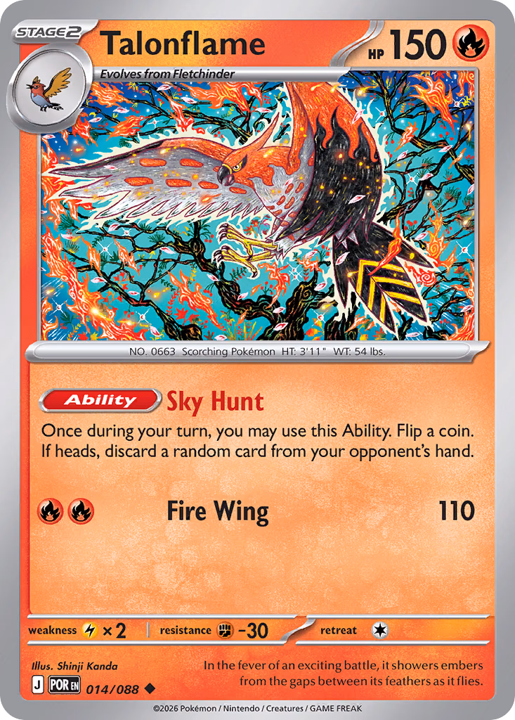 Talonflame Pokemon card (014/088, Perfect Order)