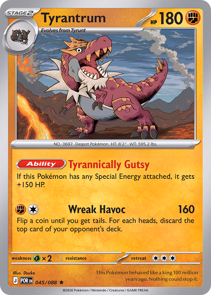 Tyrantrum Pokemon card (045/088, Perfect Order)
