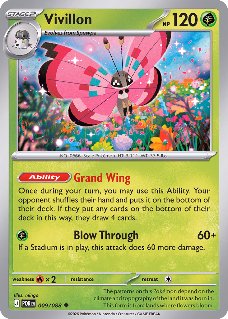 Vivillon Pokemon card (009/088, Perfect Order)