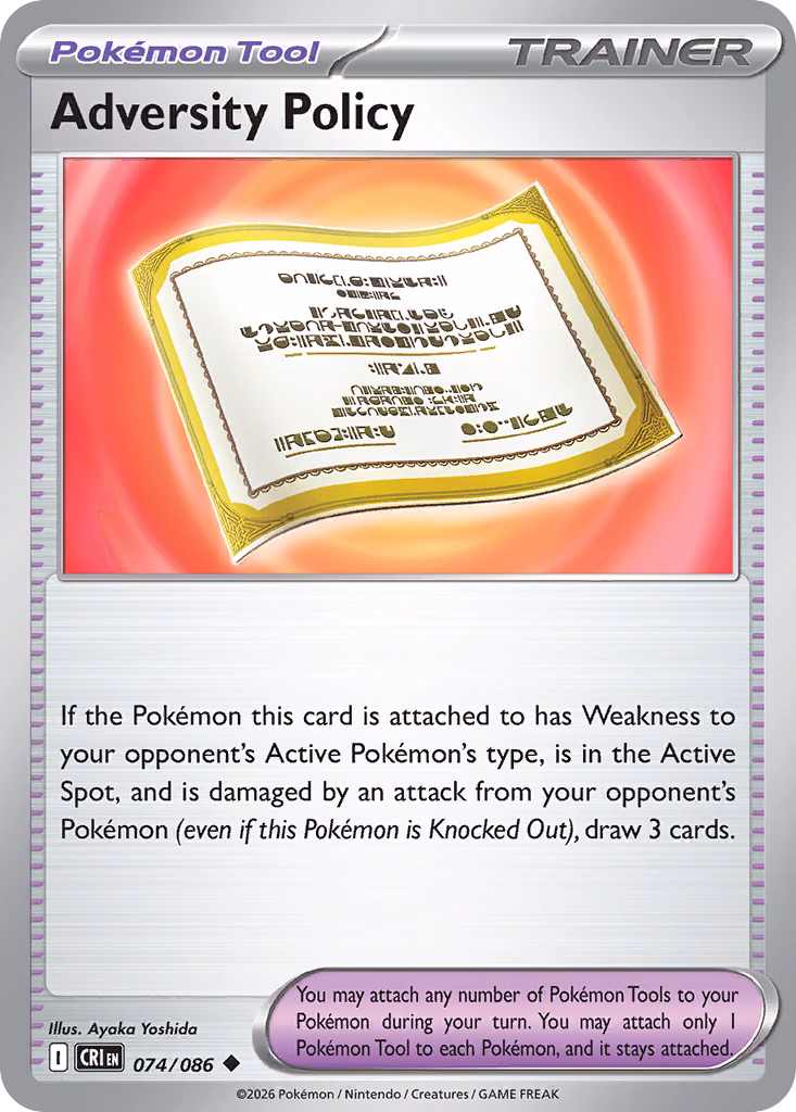 Adversity Policy Pokemon card (074/086, Chaos Rising)