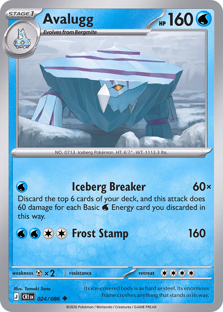 Avalugg Pokemon card (024/086, Chaos Rising)