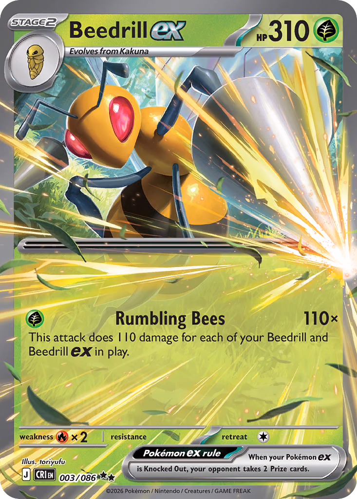 Beedrill ex Pokemon card (003/086, Chaos Rising)