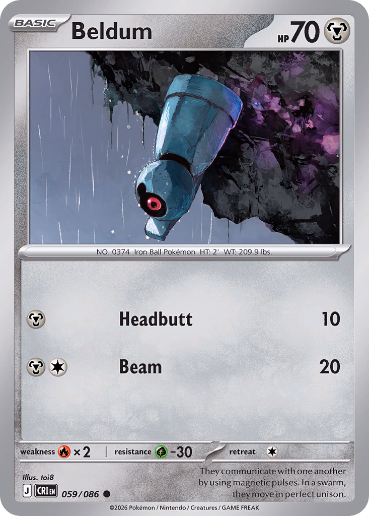 Beldum Pokemon card (059/086, Chaos Rising)