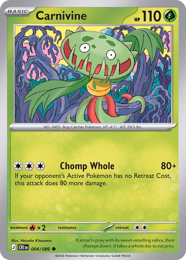Carnivine Pokemon card (004/086, Chaos Rising)