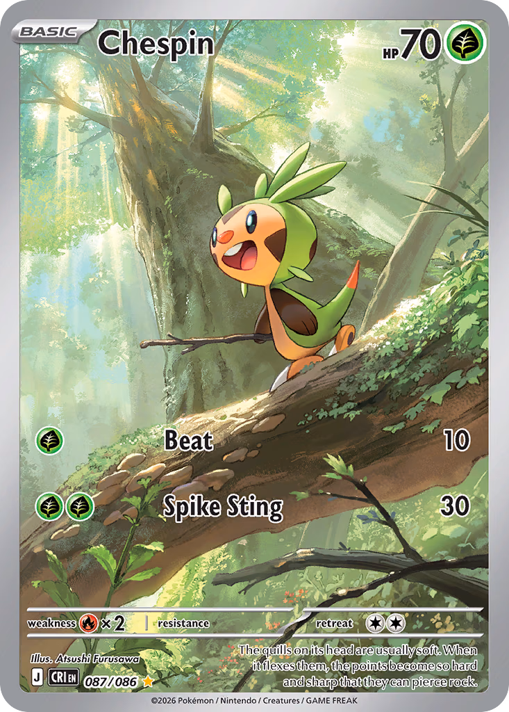 Chespin Pokemon card (087/086, Chaos Rising)