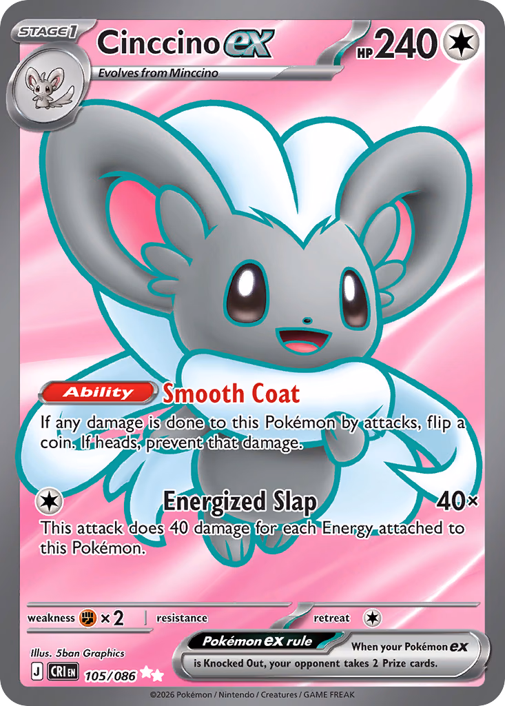 Cinccino ex Pokemon card (105/086, Chaos Rising)