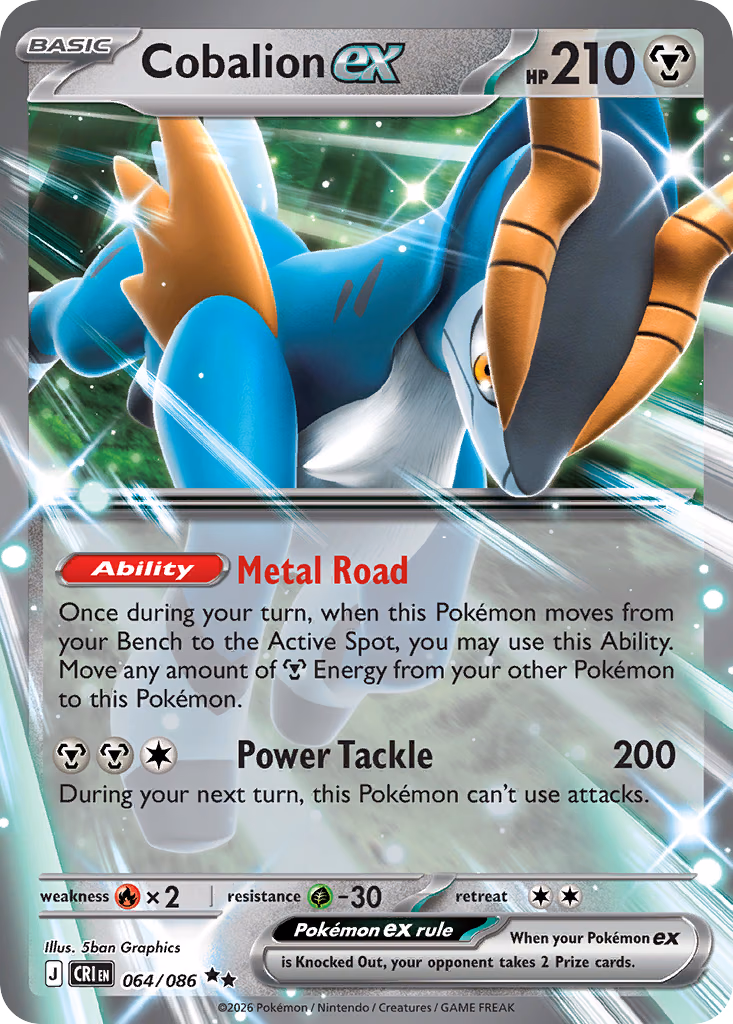 Cobalion ex Pokemon card (064/086, Chaos Rising)