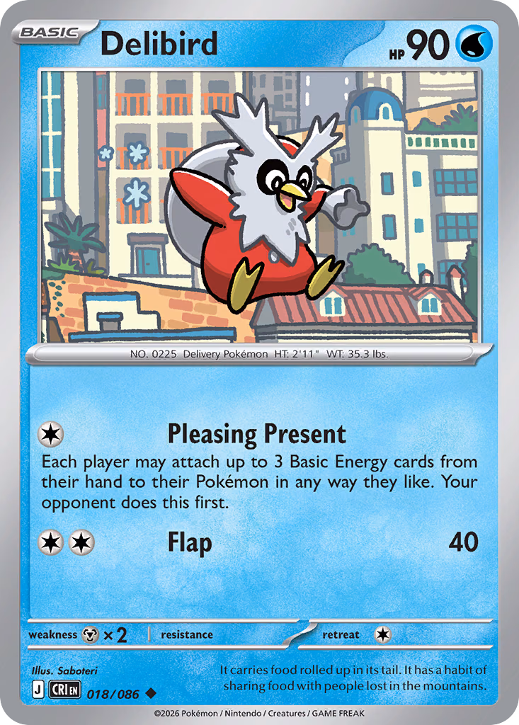 Delibird Pokemon card (018/086, Chaos Rising)