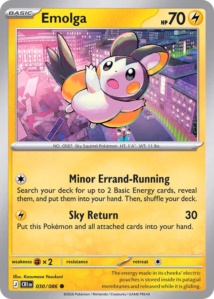 Emolga Pokemon card (030/086, Chaos Rising)