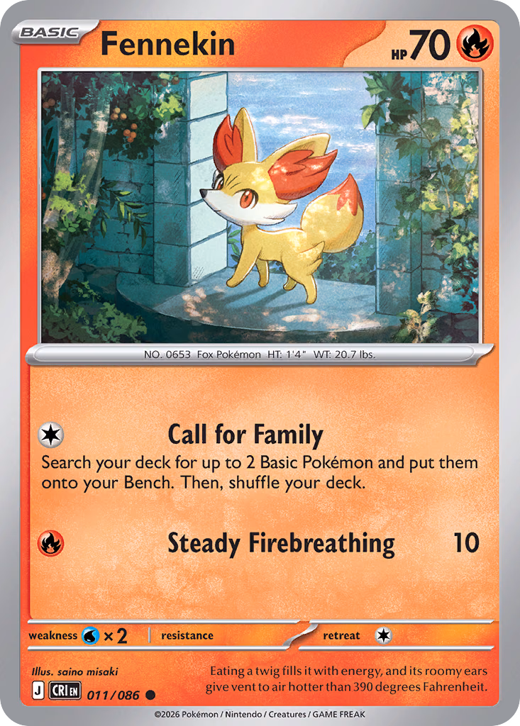 Fennekin Pokemon card (011/086, Chaos Rising)