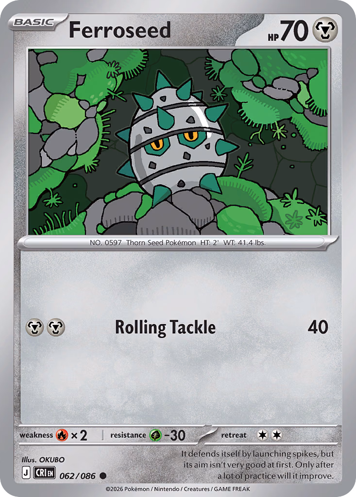 Ferroseed Pokemon card (062/086, Chaos Rising)