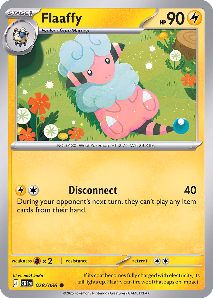 Flaaffy Pokemon card (028/086, Chaos Rising)