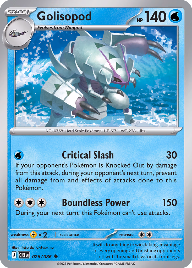 Golisopod Pokemon card (026/086, Chaos Rising)