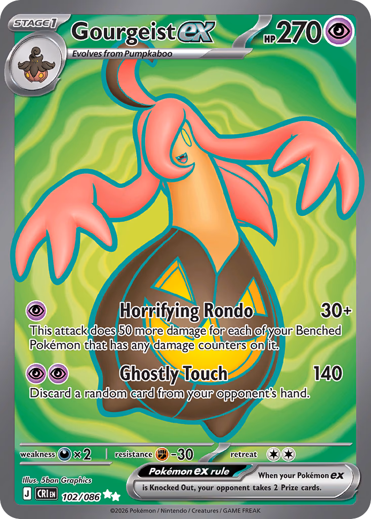 Gourgeist ex Pokemon card (102/086, Chaos Rising)