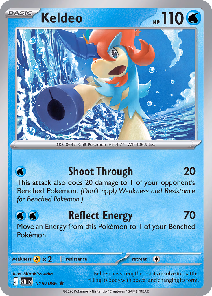 Keldeo Pokemon card (019/086, Chaos Rising)