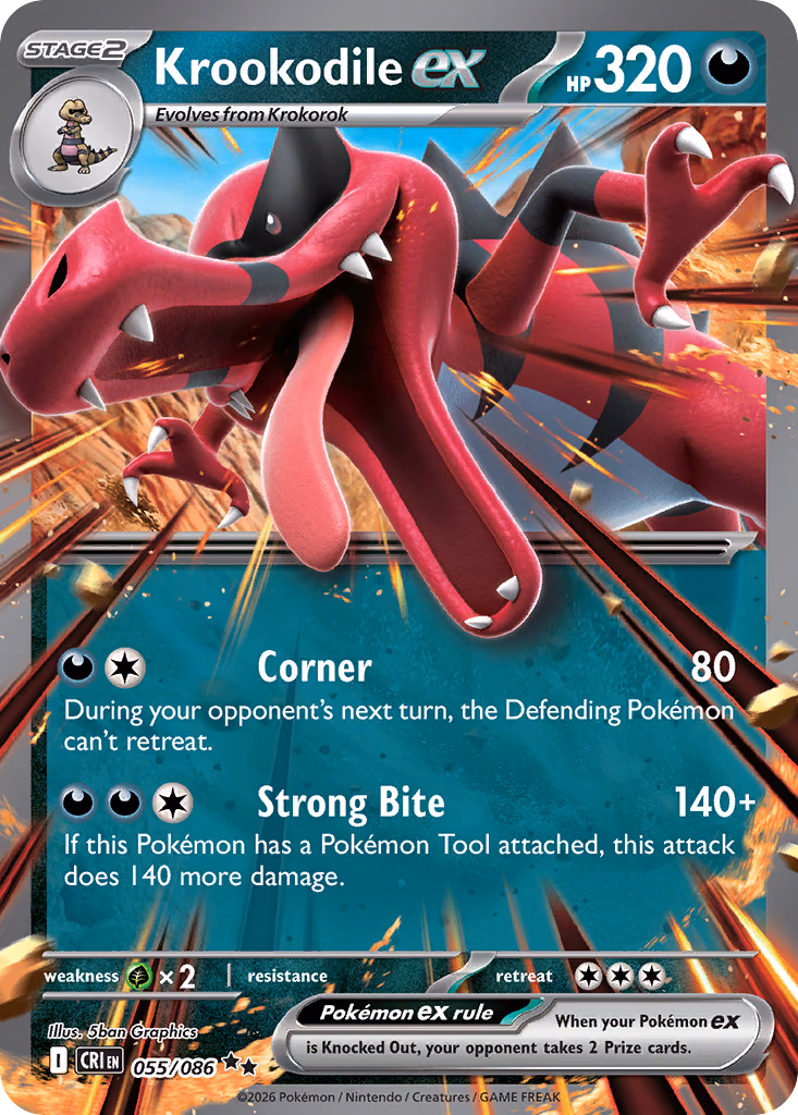 Krookodile ex Pokemon card (055/086, Chaos Rising)
