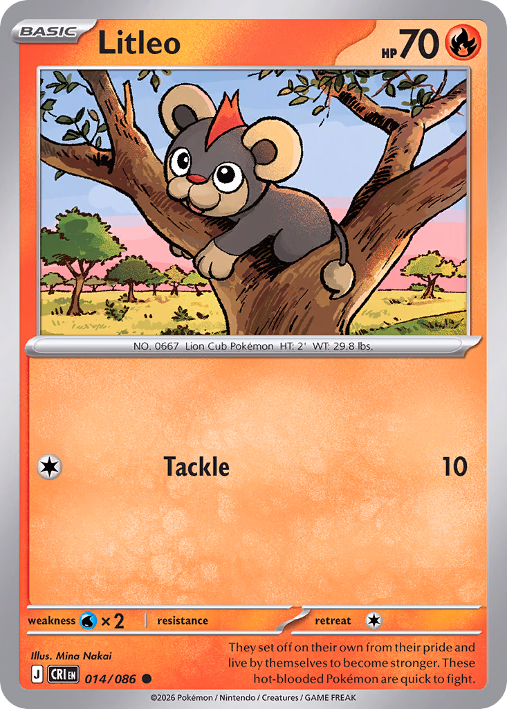 Litleo Pokemon card (014/086, Chaos Rising)