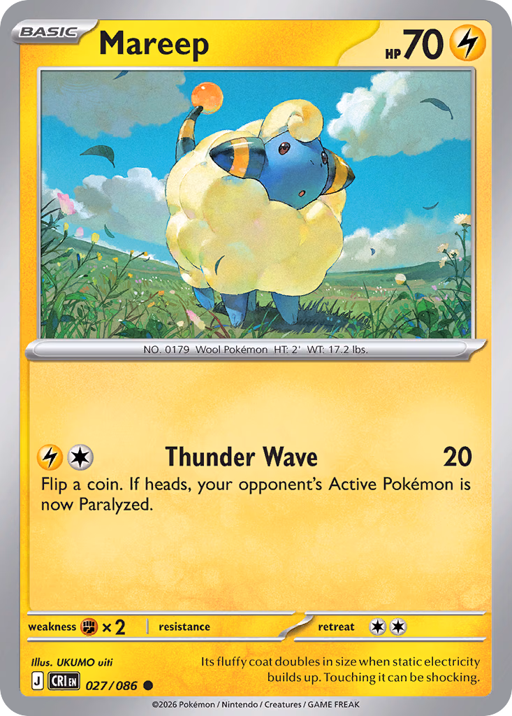 Mareep Pokemon card (027/086, Chaos Rising)