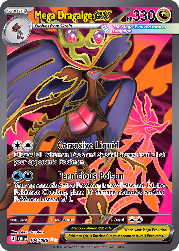 Mega Dragalge ex Pokemon card (104/086, Chaos Rising)