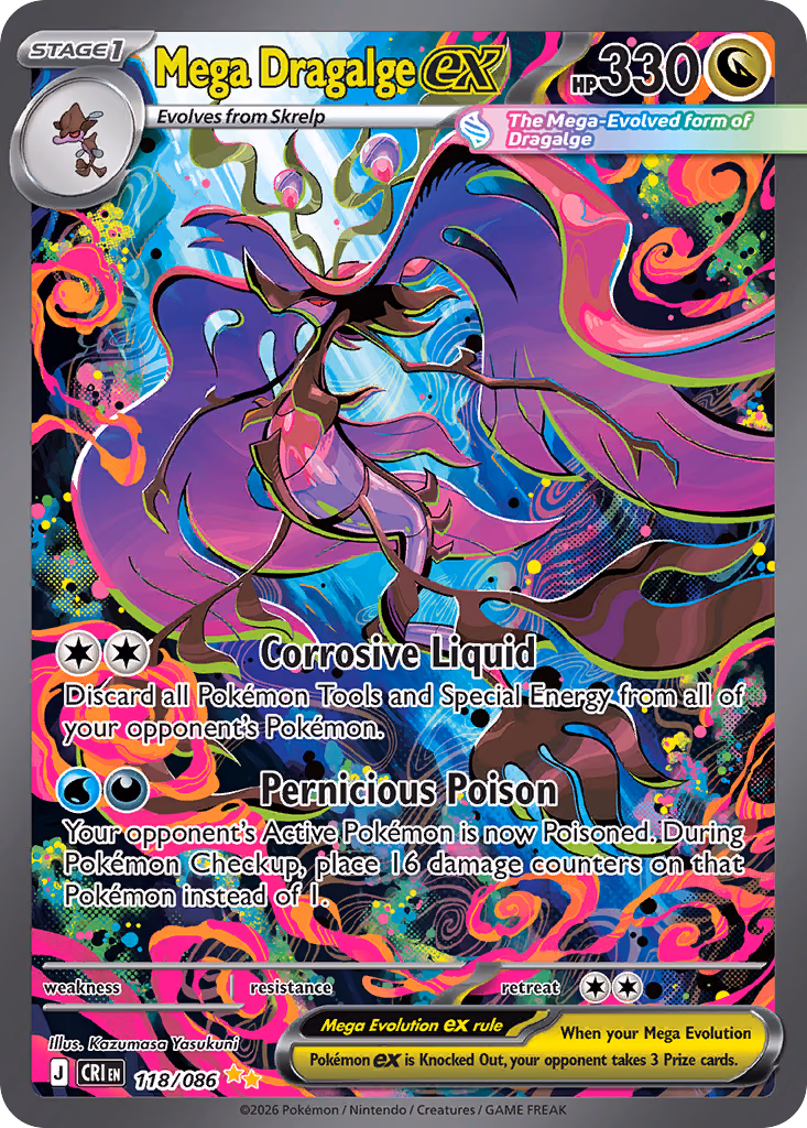 Mega Dragalge ex Pokemon card (118/086, Chaos Rising)