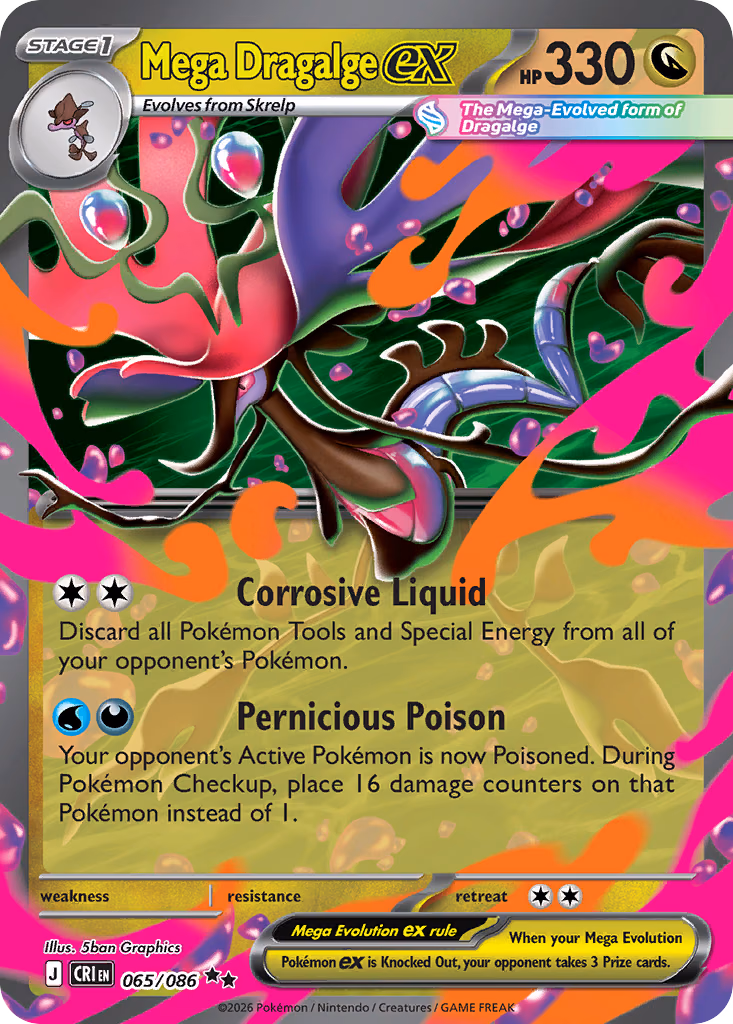 Mega Dragalge ex Pokemon card (065/086, Chaos Rising)