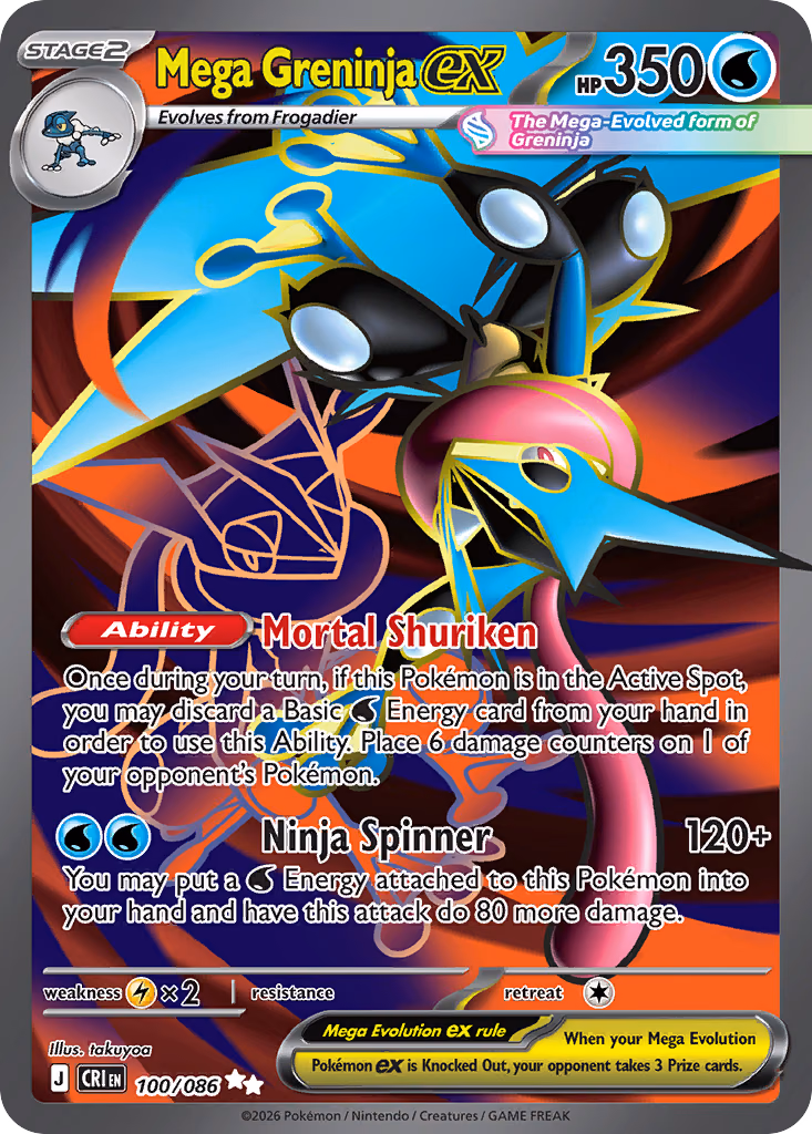 Mega Greninja ex Pokemon card (100/086, Chaos Rising)