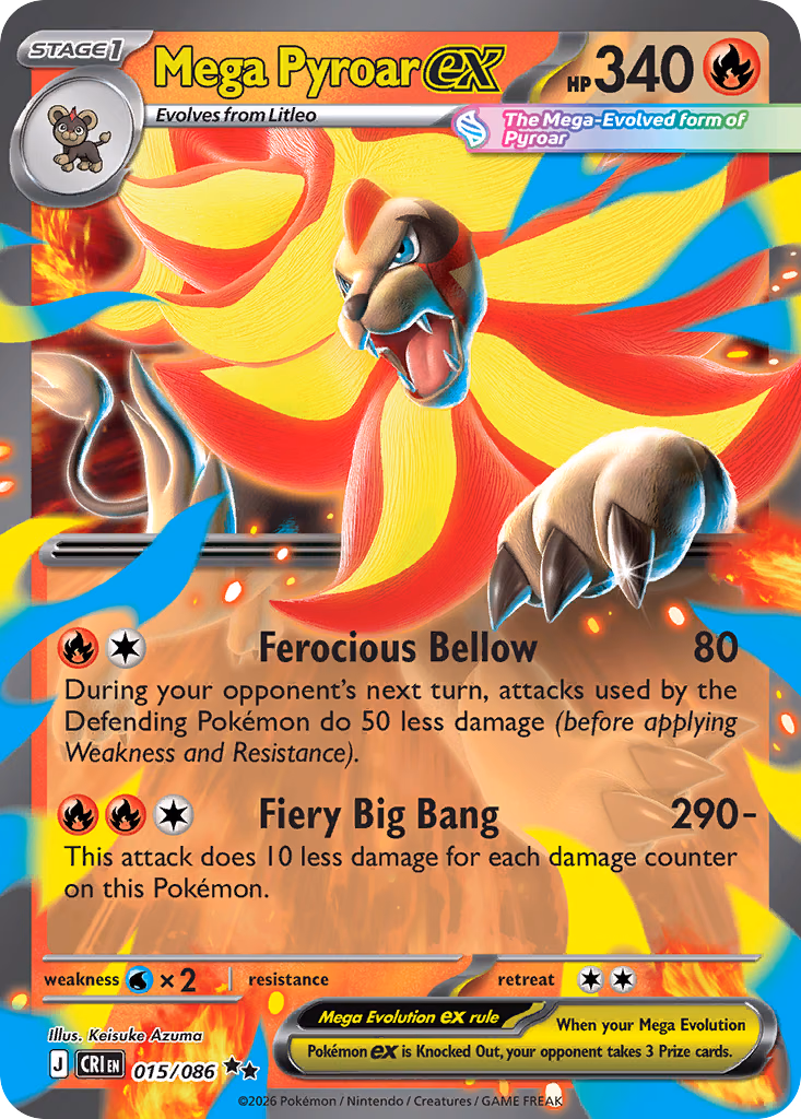 Mega Pyroar ex Pokemon card (015/086, Chaos Rising)
