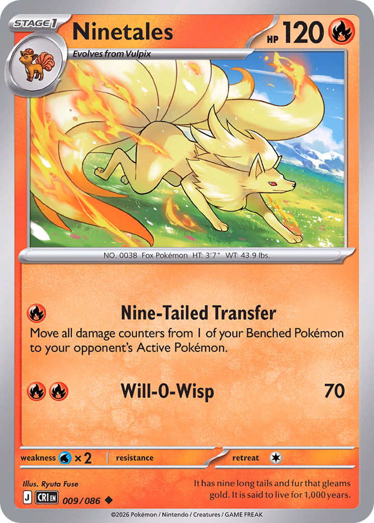 Ninetales Pokemon card (009/086, Chaos Rising)