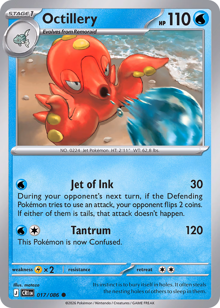 Octillery Pokemon card (017/086, Chaos Rising)