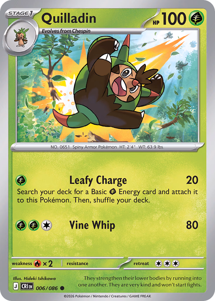 Quilladin Pokemon card (006/086, Chaos Rising)
