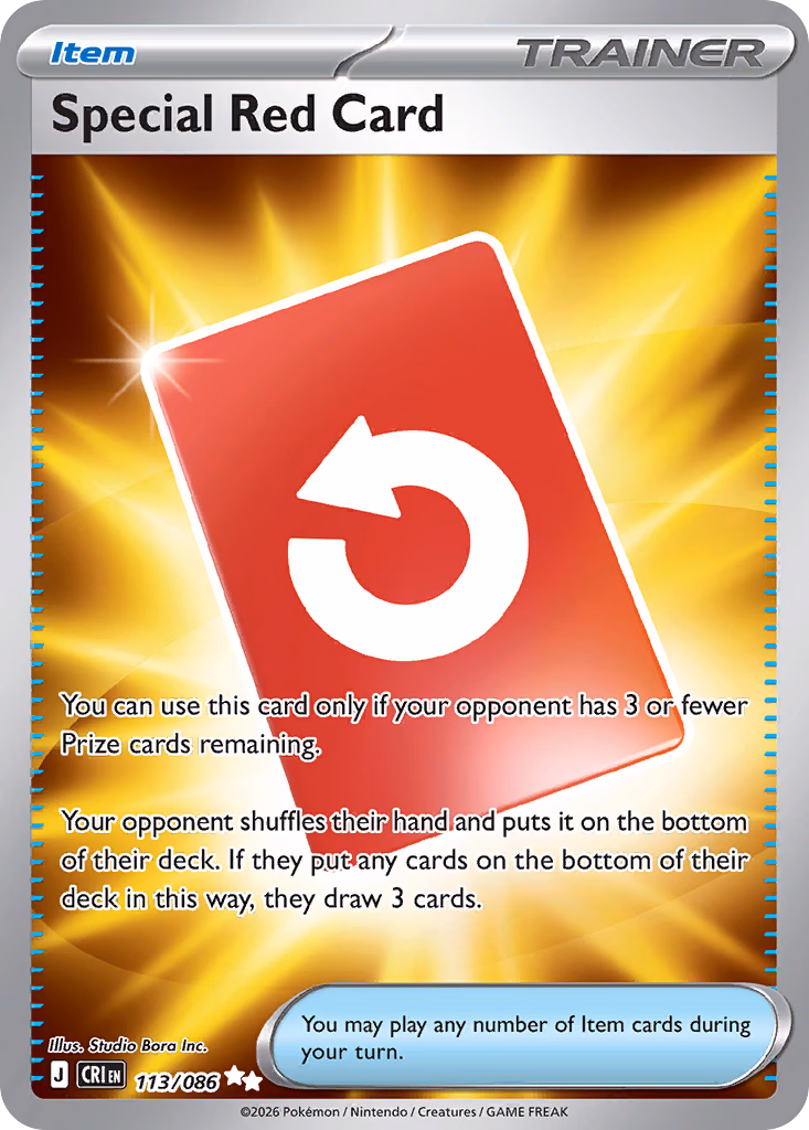Special Red Card Pokemon card (113/086, Chaos Rising)