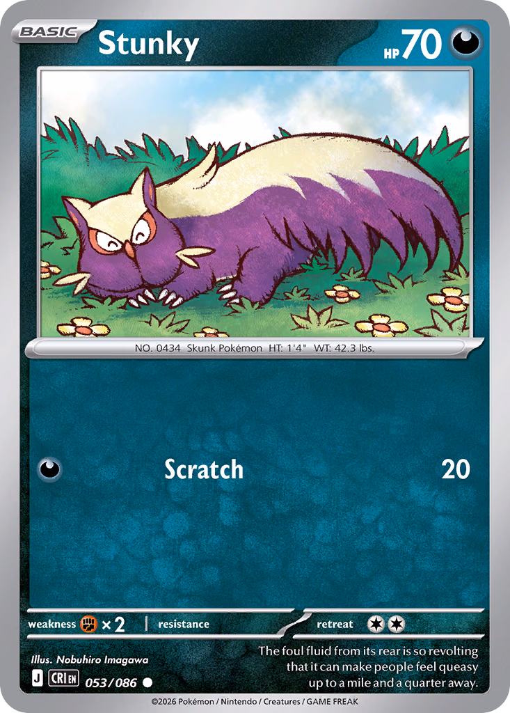 Stunky Pokemon card (053/086, Chaos Rising)