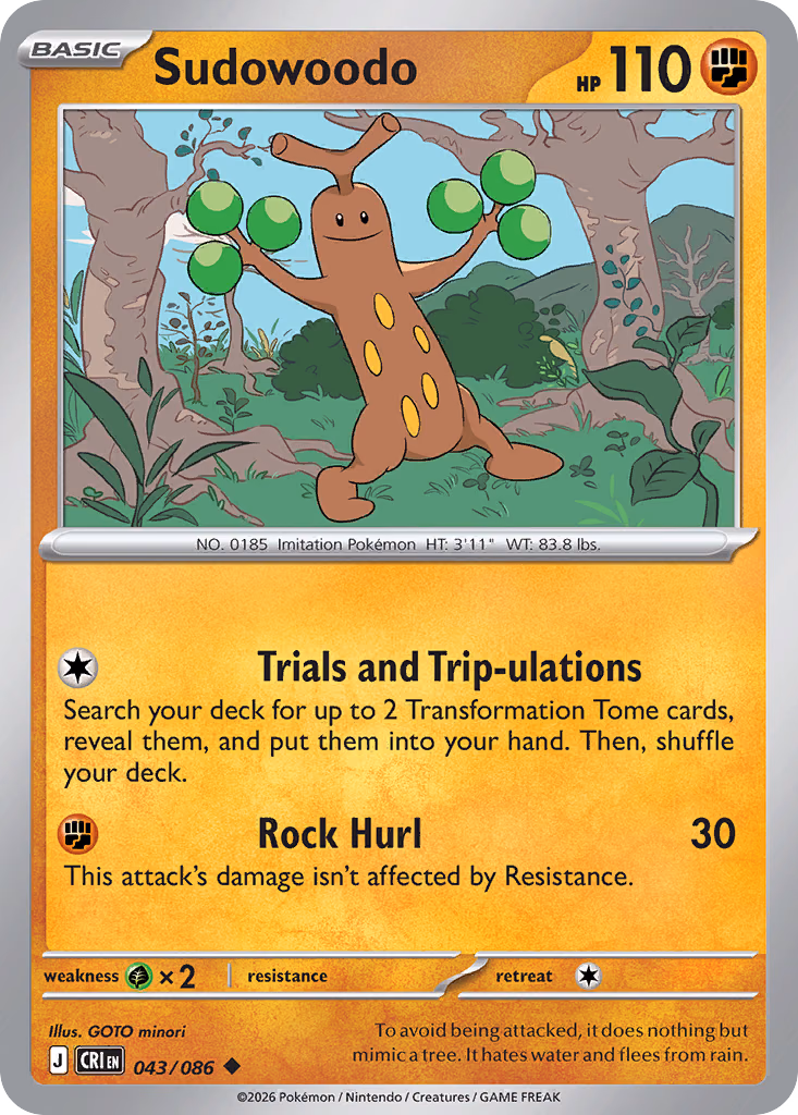 Sudowoodo Pokemon card (043/086, Chaos Rising)