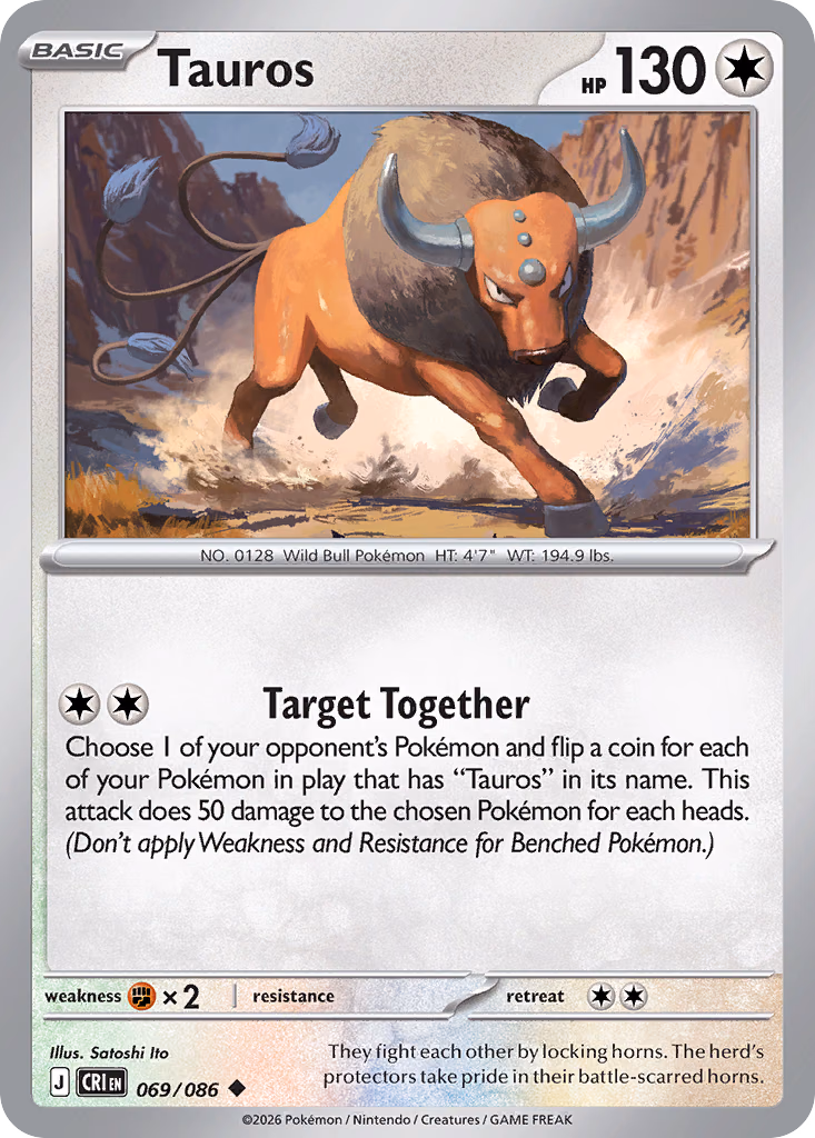 Tauros Pokemon card (069/086, Chaos Rising)