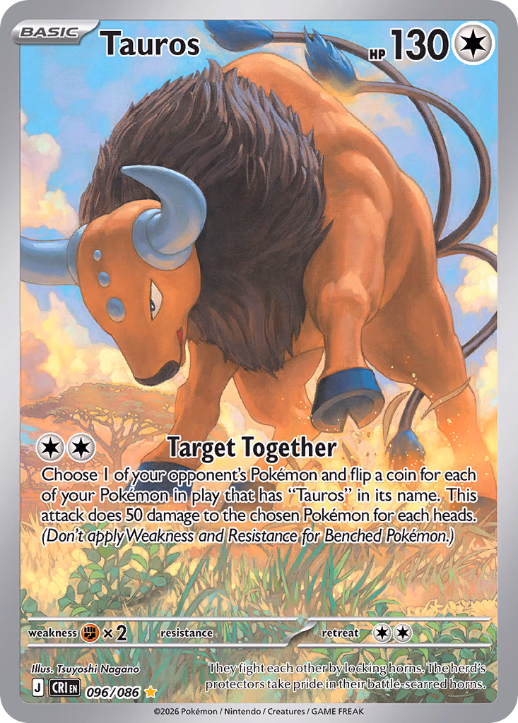 Tauros Pokemon card (096/086, Chaos Rising)