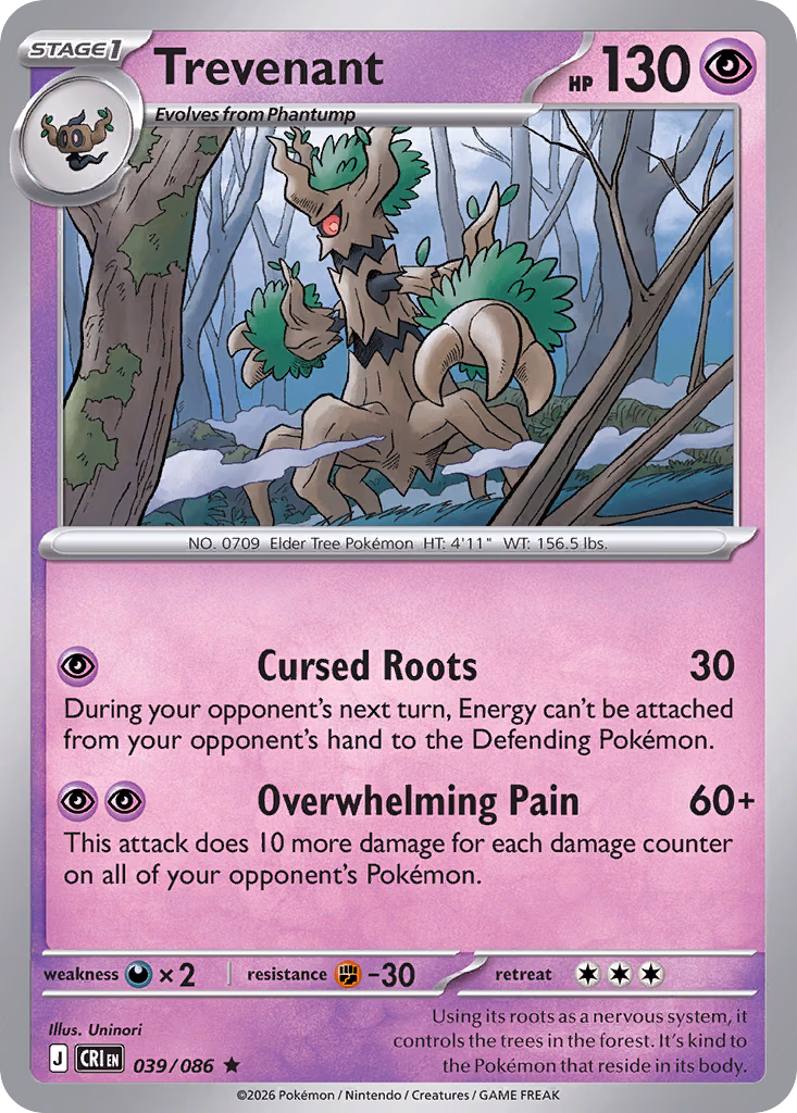 Trevenant Pokemon card (039/086, Chaos Rising)