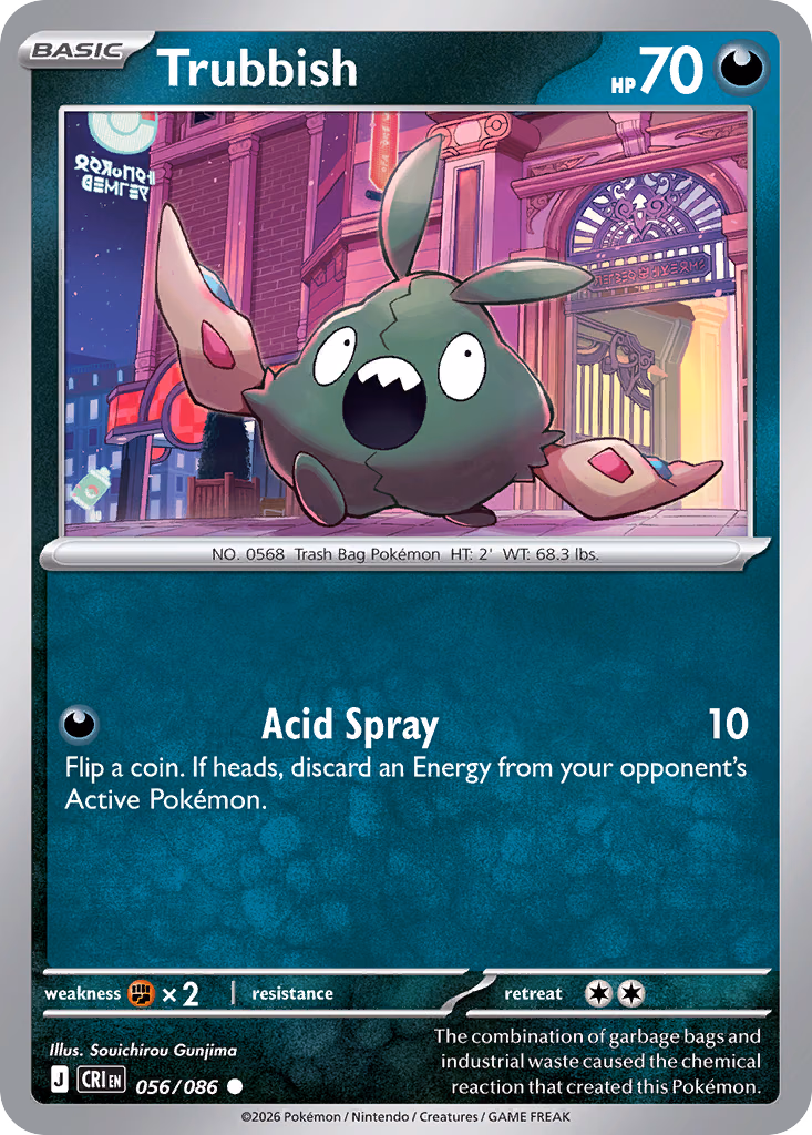 Trubbish Pokemon card (056/086, Chaos Rising)