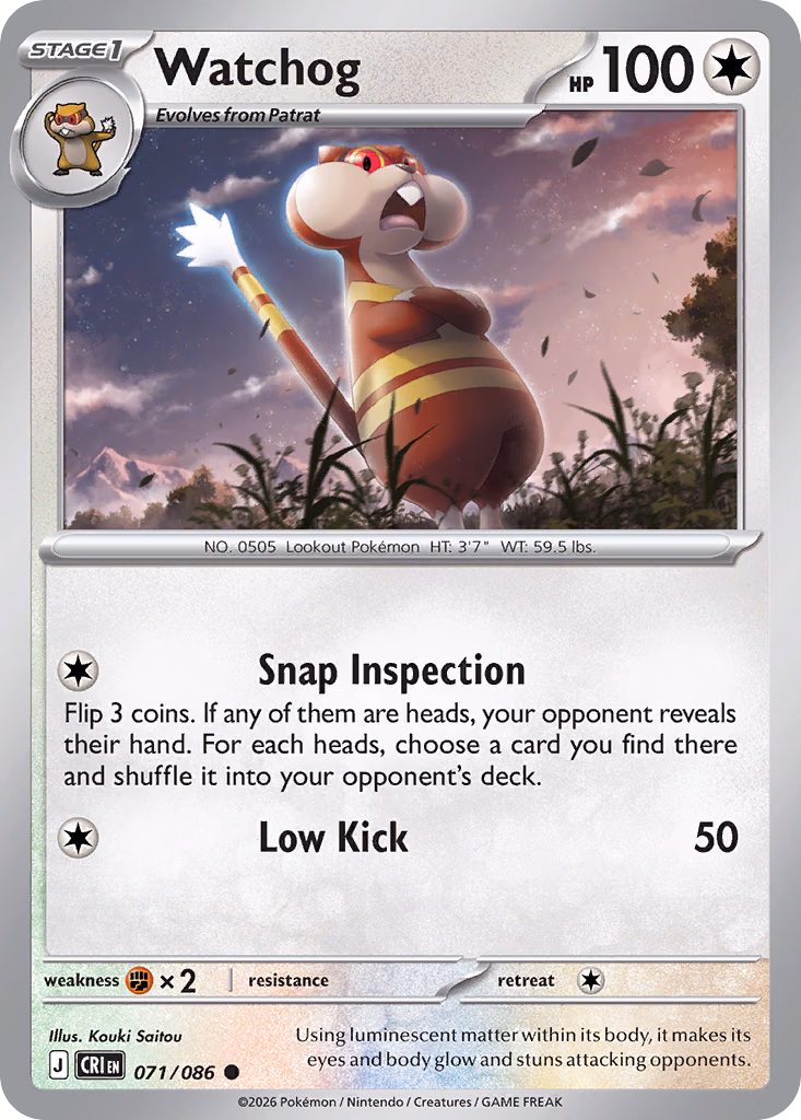 Watchog Pokemon card (071/086, Chaos Rising)