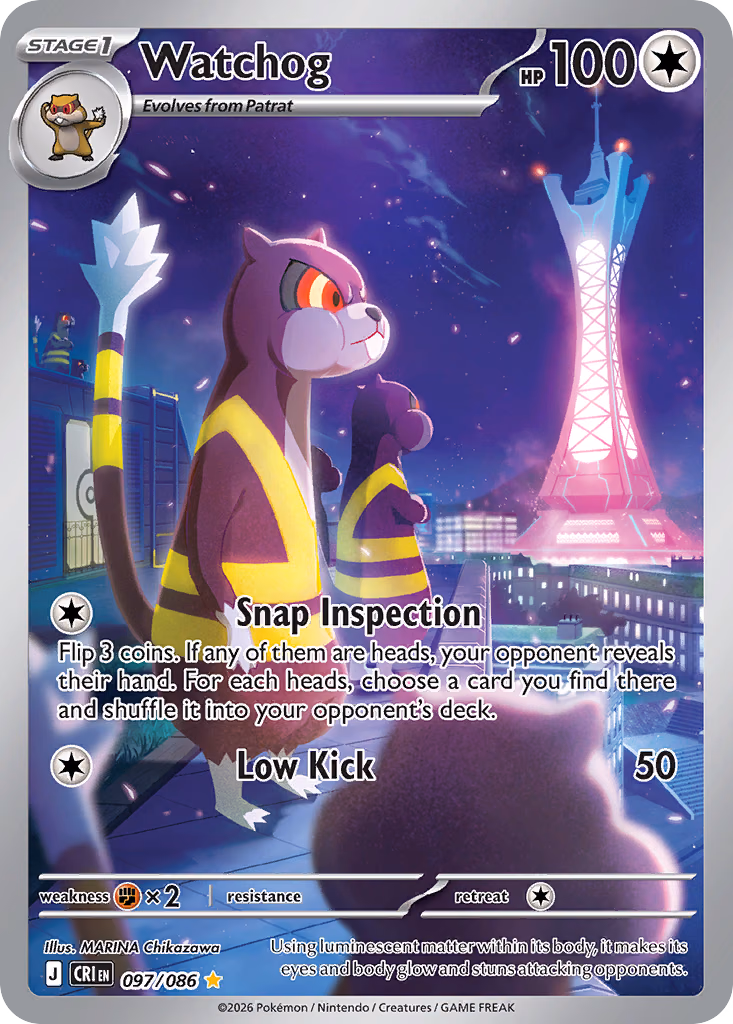 Watchog Pokemon card (097/086, Chaos Rising)